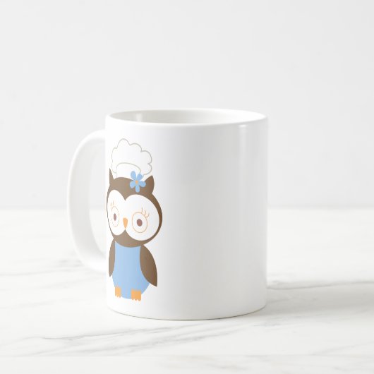かわいいフクロウのシェフ コーヒーマグカップ (正面左)