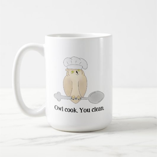 かわいいフクロウのシェフ コーヒーマグカップ (左)
