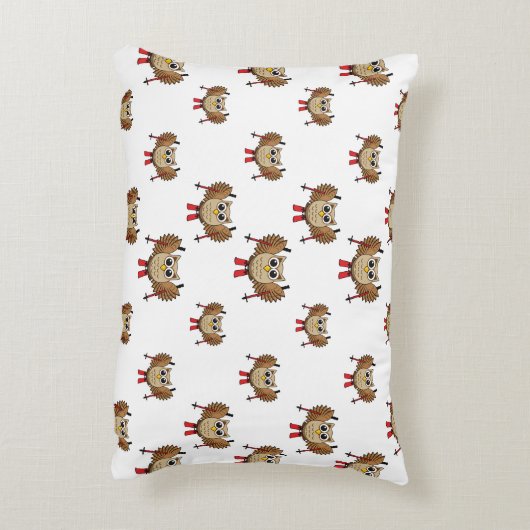 かわいいフクロウのスキーの漫画 アクセントクッション (裏面(縦))