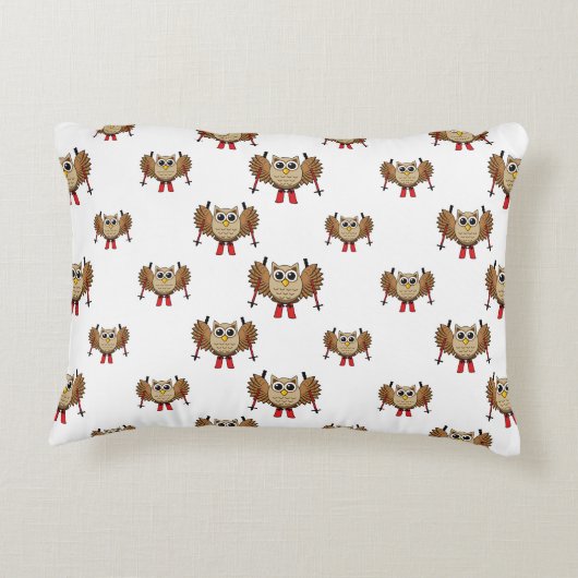かわいいフクロウのスキーの漫画 アクセントクッション (裏面)