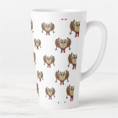 かわいいフクロウのスキーの漫画 カフェラテマグ (右)