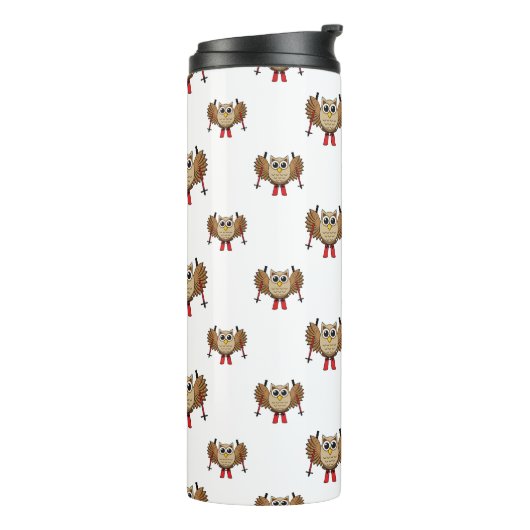 かわいいフクロウのスキーの漫画 タンブラー (回転左)