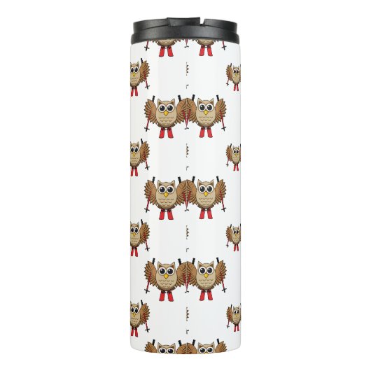 かわいいフクロウのスキーの漫画 タンブラー (裏面)