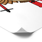 かわいいフクロウのスキーの漫画 ポスター (角)