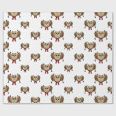 かわいいフクロウのスキーの漫画 ラッピングペーパー (フラット)