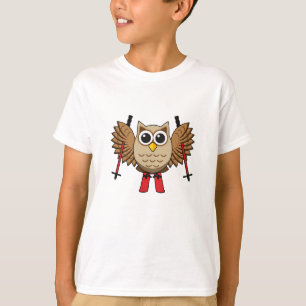 かわいいフクロウのスキーの漫画 Tシャツ