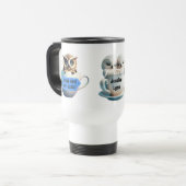 かわいいフクロウのステッカーがコーヒーをパーソナライズ トラベルマグ (正面左)