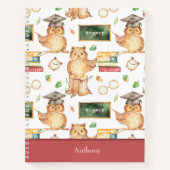 かわいいフクロウのチョークボード科目名 ノートブック (正面)