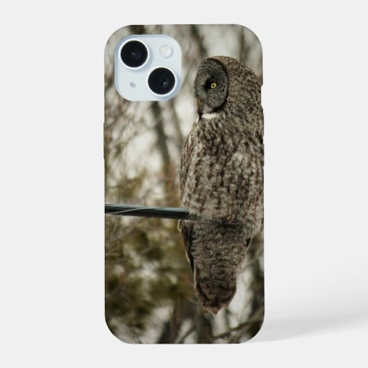 かわいいフクロウのデザインのiPhone/iPadケース iPhone 15ケース (裏面)