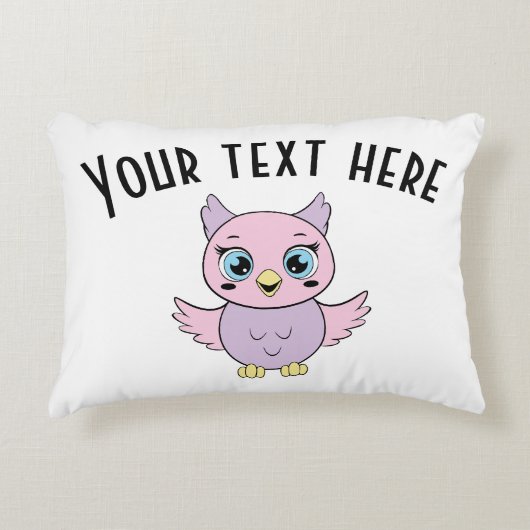 かわいいフクロウのデザイン – 自分の文字を追加 アクセントクッション (正面)