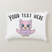 かわいいフクロウのデザイン – 自分の文字を追加 アクセントクッション (裏面)