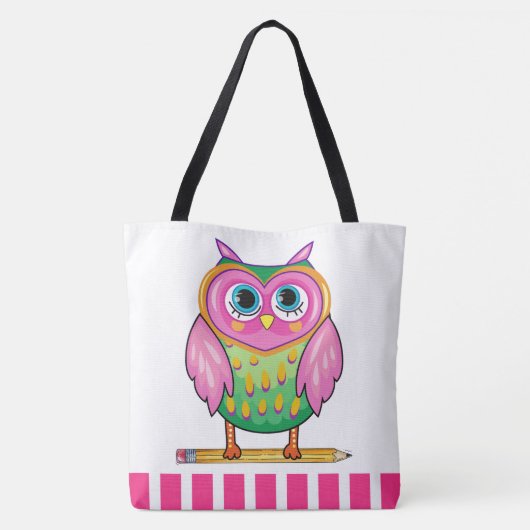 かわいいフクロウのトート – 戻る トートバッグ (裏面)