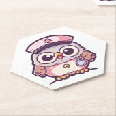 かわいいフクロウのナース ペーパーコースター (アングル)