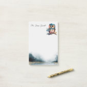 かわいいフクロウのノート ポストイット (デスク上)