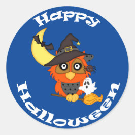 かわいいフクロウのハロウィン ラウンドシール