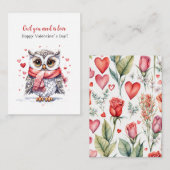 かわいいフクロウのバレンタインカード（子供向け） ノートカード (正面/裏面)