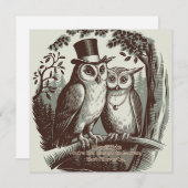 かわいいフクロウのバレンタインデー シーズンカード (正面/裏面)