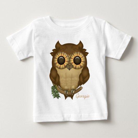 かわいいフクロウのパーソナライズされた木々 ベビーTシャツ (正面)