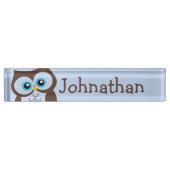 かわいいフクロウのパーソナライズなネームプレート デスクネームプレート (正面)