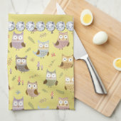 かわいいフクロウのフェイクな金ゴールドホイルのきらきら光るなダイヤモンド キッチンタオル (四つ折り)