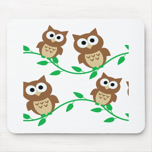 かわいいフクロウのフクロウ マウスパッド (正面)