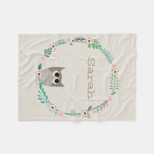 かわいいフクロウのフリースブランケット フリースブランケット (正面(横))