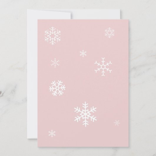 かわいいフクロウのベビーガール冬のバビシャワー 招待状 (裏面)