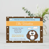 かわいいフクロウのベビーシャワーの招待状 招待状 (スタンド正面)