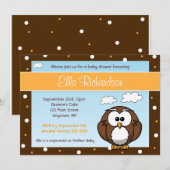 かわいいフクロウのベビーシャワーの招待状 招待状 (正面/裏面)