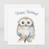 かわいいフクロウのベージュと青い水色 シーズンカード (正面/裏面)