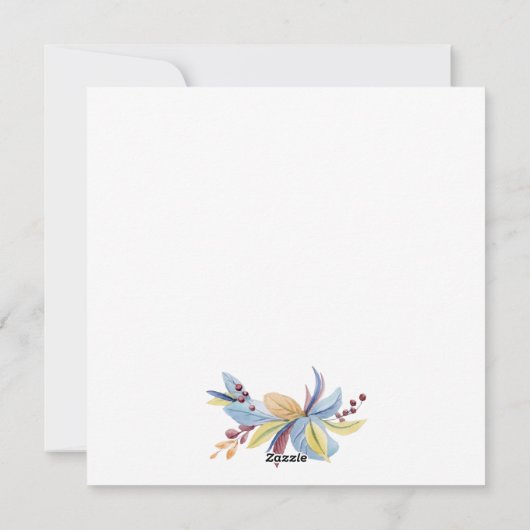 かわいいフクロウのベージュと青い水色 シーズンカード (裏面)