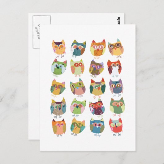 かわいいフクロウのポストカード、カラフルフクロウ、フクロウ愛好家。 ポストカード (正面/裏面)