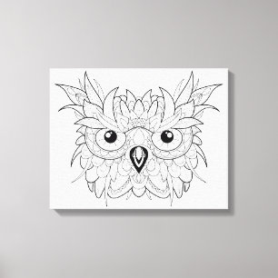 かわいいフクロウのポートレートの落書き6 キャンバスプリント