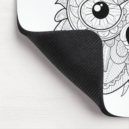 かわいいフクロウのポートレートの落書き マウスパッド (コーナー)