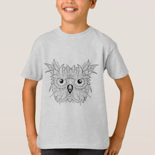 かわいいフクロウのポートレートの落書き Tシャツ