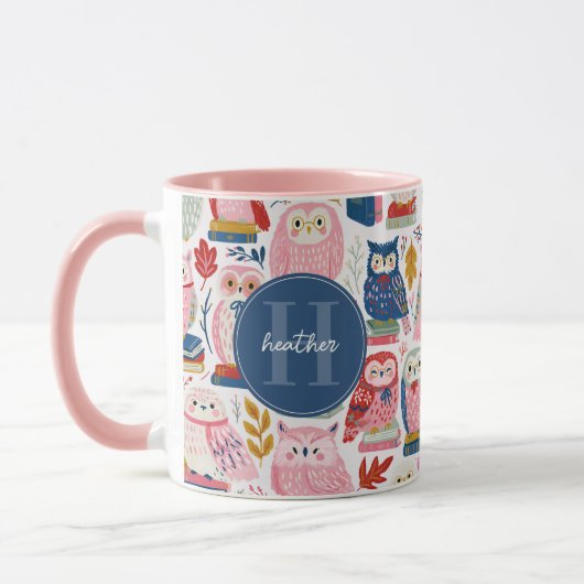 かわいいフクロウのマグカップ マグカップ (左)