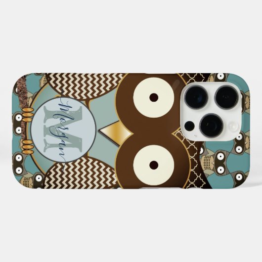 かわいいフクロウのムーアのジグザグのパターンあなたの色を選択 Case-Mate iPhoneケース (裏面 (横))