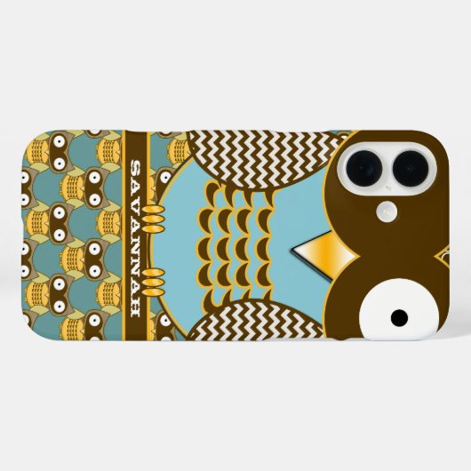 かわいいフクロウのムーアのジグザグのパターンあなたの色を選択 Case-Mate iPhoneケース (裏面 (横))