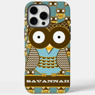 かわいいフクロウのムーアのジグザグのパターンあなたの色を選択 iPhone 16 PRO MAXケース