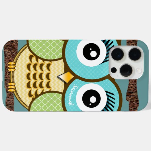 かわいいフクロウのムーアのジグザグのパターン Case-Mate iPhoneケース (裏面 (横))