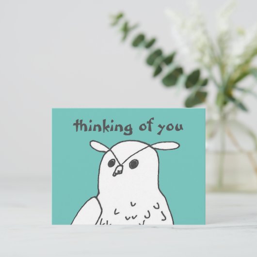 かわいいフクロウのメッセージカード ポストカード (スタンド正面)