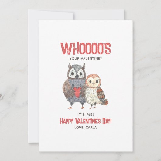 かわいいフクロウのユーモア バレンタインデー シーズンカード (正面)