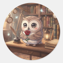 かわいいフクロウのラブレター ステッカー