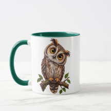 かわいいフクロウの両面プリントコーヒーマグ