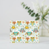 かわいいフクロウの乗組員 ポストカード (スタンド正面)