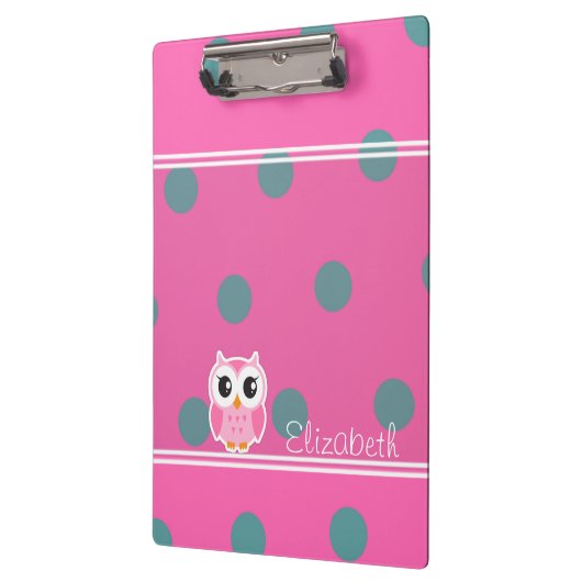 かわいいフクロウの個性が光る、クールでトレンディな水玉模様 クリップボード (左)