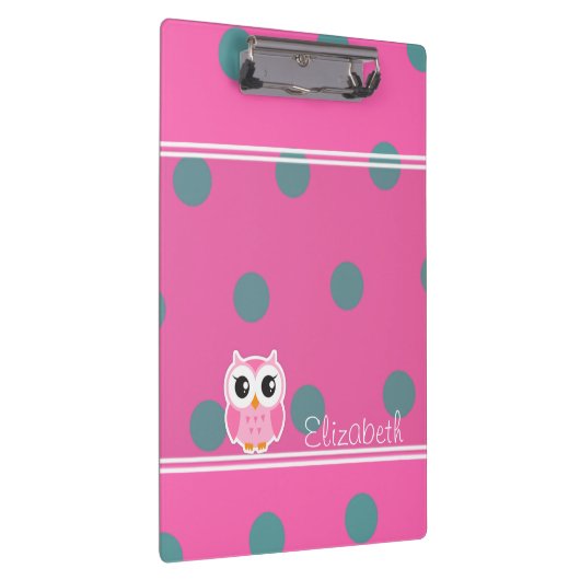 かわいいフクロウの個性が光る、クールでトレンディな水玉模様 クリップボード (右)