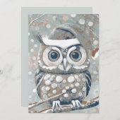 かわいいフクロウの冬の日 グレーのニュートラルな空白のカード シーズンカード (正面/裏面)