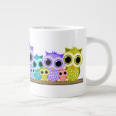 かわいいフクロウの列 ジャンボコーヒーマグカップ (右)