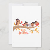 かわいいフクロウの卒業式　新学期 招待状 (正面)